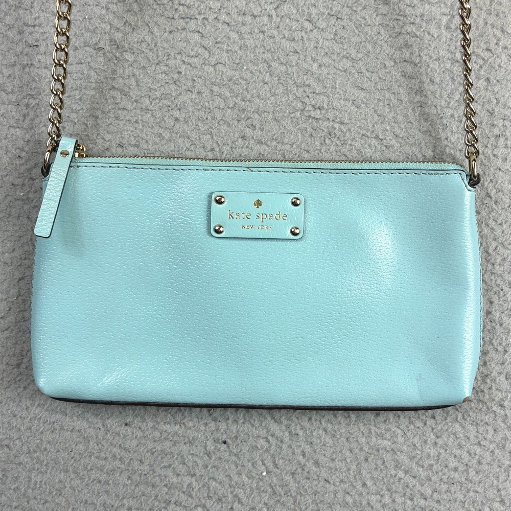 Kate Spade Leather Crossbody Bag Womens OS Mint Green Chain Strap Casual